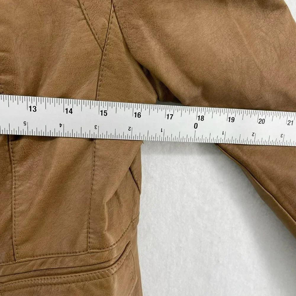 Alfani Jacket Women's Sz S Brown Camel Faux Leather Snake Print Lining Pockets - Picture 3 of 11